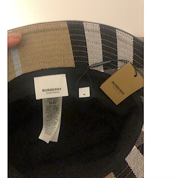 BURBERRY  Beige Check Jacquard Bucket Hat - Dusty Sand main image 4